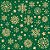 Tecido Tricoline Flocos de Neve Dourado Fundo Verde - (Natal) -Peripan - 50 x 150 cm - Imagem 1