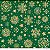 Tecido Tricoline Flocos de Neve Dourado Fundo Verde - (Natal) -Peripan - 50 x 150 cm - Imagem 2