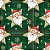 Tecido Tricoline Papai Noel e Estrela fundo Verde - Peripan - 50 x 150 cm - Imagem 1