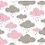 Tecido Tricoline Nuvens Chuva de Amor Rosa e Cinza - Tecidos Caldeira - 50 x 150 cm - Imagem 1