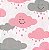 Tecido Tricoline Nuvens Chuva de Amor Rosa e Cinza - Tecidos Caldeira - 50 x 150 cm - Imagem 2