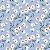 Tecido Tricoline Floral Gérbera Fundo Azul - Coleção Handamade - Peripan - 50 x 150 cm - Imagem 1