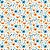Tecido Tricoline Floral Iris (Laranja e Azul) - Coleção Handamade - Peripan - 50 x 150 cm - Imagem 1