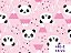Tecido Tricoline Urso Panda Fundo Rosa  - Ibirapuera - 50 x 150 cm - Imagem 1