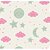 Tecido Tricoline Luar, Nuvem e Estrelas (Verde e Rosa) - Tecidos Caldeira - 50 x 150 cm - Imagem 1
