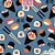 Tecido Tricoline Sushi fundo Azul - Eva e Eva - 50 x 150 cm - Imagem 1