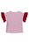 Blusa de Manga Curta Rosa Estampa de Coração Vermelho Up Baby - Imagem 2