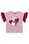 Blusa de Manga Curta Rosa Estampa de Coração Vermelho Up Baby - Imagem 1