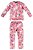 Pijama Inverno Malha Soft Thermo Rosa Estampa Dinossauro Bebe Menina Up Baby - Imagem 1