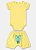 Conjunto Body De Manga Curta Em Suedine Short Amarelo Bebe Menino Menina Up Baby - Imagem 2