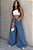 Calça Jeans com Pesponto Vermelho Lenço Caos Moda - Imagem 1