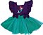 Salopete Ariel roxo e verde +Tule+ Laço - Imagem 1