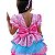 Vestido Junino Infantil Caipira Xadrez Rosa Saia em Camadas - Imagem 4