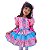 Vestido Junino Infantil Caipira Xadrez Rosa Saia em Camadas - Imagem 2