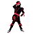 Fantasia Ninja Infantil Preto e Vermelho Samurai Dragão Guerreiro Luxo Com Músculos Capuz e Faixas - Imagem 1