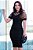 Vestido Tubinho Preto Bengaline Com Recortes Em Tule | Rosarrara - Imagem 3