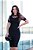 Vestido Tubinho Preto Bengaline Com Recortes Em Tule | Rosarrara - Imagem 1