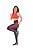 Legging  Fitness Cirrê Preta Detalhes Texturizados Vermelho Tecido Rosset - Imagem 8