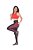 Legging  Fitness Cirrê Preta Detalhes Texturizados Vermelho Tecido Rosset - Imagem 3