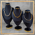 Trio Busto Flecha Base Forrado PRETO - Base Redonda Dourada - Imagem 1