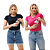 KIT COM 2 CAMISAS DE MANGA CURTA FEMININA COM ABERTURA PARA AMAMENTAÇÃO - PRETA E PINK - Imagem 1