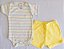 CONJUNTO DE PIJAMA INFANTIL COM BODY DE MANGA CURTA E SHORTS UNISSEX - LISTRAS COLORIDAS E AMARELO - Imagem 1