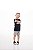 CONJUNTO DE MEIA MALHA COM BLUSA DE MANGA CURTA E SHORTS 100% ALGODÃO UNISSEX - 1 AO 14 ANOS - PRETO E MESCLA - Imagem 1