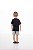 CONJUNTO DE MEIA MALHA COM BLUSA DE MANGA CURTA E SHORTS 100% ALGODÃO UNISSEX - 1 AO 14 ANOS - PRETO E MESCLA - Imagem 3