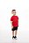 CONJUNTO DE MEIA MALHA COM BLUSA DE MANGA CURTA E SHORTS 100% ALGODÃO UNISSEX - 1 AO 14 ANOS - VERMELHO E PRETO - Imagem 1