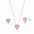 Conjunto de Prata Coração Cravejado Rosa - Imagem 1