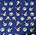 TECIDO TRICOLINE URSO PANDA FUNDO AZUL ROYAL - 50CM - Imagem 1