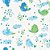 Papel De Parede Infantil Pássaro Nuvem Coração Azul Verde - Imagem 3