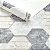 Papel De Parede Vinílico Hexágono Branco Cinza Texturizado - Imagem 1