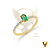 Anel em ouro 18k com esmeralda e 12 diamantes naturais - Imagem 1