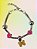 Pulseira Com Cinco Pingentes Coloridas Infantil Para Presente Bracelete Coração Com Fecho Estilo Prateada Moda Acessório - Imagem 2