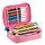 Estojo escolar 100 lápis FORONI Fluor Mix Soft Rosa Perolado - Imagem 2