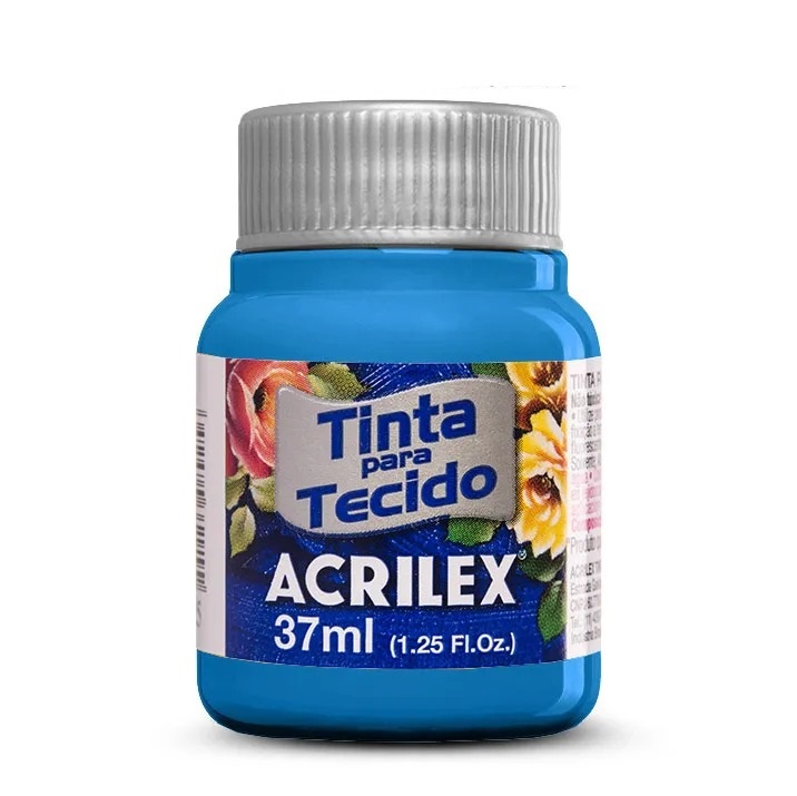 Tinta Para Tecido Fosca Azul Cerúleo 37ml Acrilex - Imagem 1