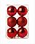 Bola Listras Brilhante e Glitter Vermelho 8cm - 06 unidades - Cromus Natal - Rizzo Balões - Imagem 1