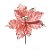 Flor Cabo Curto Veludo Rosa e Glitter 20cm - 01 unidade - Cromus Natal - Rizzo Balões - Imagem 1