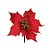 Flor Cabo Curto Poinsettia Vermelho com Ouro 15cm - 01 unidade - Cromus Natal - Rizzo Balões - Imagem 1