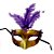 Máscara de Carnaval com Plumas Sortidas Mod 6801 - Roxo/Dourado - 01 unidade - Rizzo - Imagem 1
