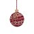 Bola de Natal Tricô Geométrico Vermelho e Branco com Folha Dourada - ø 8 cm - 6 unidades - Cromus - Rizzo - Imagem 1