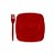 Kit Sobremesa Prato e Garfo Vermelho 10 Unidades - Trik Trik - Imagem 1