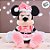 Pelúcia Minnie c/ Vestido de Bolinha e Gorro Rosa - 40 cm - Natal Disney - 1 unidade - Cromus - Rizzo - Imagem 1