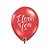 Balão de Festa Látex Liso Decorado - Y Love You (Eu te Amo) Vermelho - 11" 28cm - 6 unidades - Qualatex Outlet - Rizzo - Imagem 1