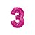 Balão de Festa Microfoil 34" 86cm - Número Três Magenta - 1 unidade - Qualatex Outlet - Rizzo - Imagem 1