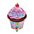 Balão de Festa Microfoil 14" 35cm - Cupcake Happy Birthday - 1 unidade - Qualatex Outlet - Rizzo - Imagem 1