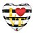 Balão de Festa Microfoil 18" 45cm - Coração Love Listrado - 1 unidade - Qualatex Outlet - Rizzo - Imagem 1
