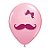 Balão de Festa Látex Liso Decorado - Bigode e Laço Rosa - 11" 28cm - 50 unidades - Qualatex Outlet - Rizzo - Imagem 1