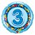 Balão de Festa Microfoil 18" 45cm - Redondo 3 anos Ursinhos Azul - 1 unidade - Qualatex Outlet - Rizzo - Imagem 1